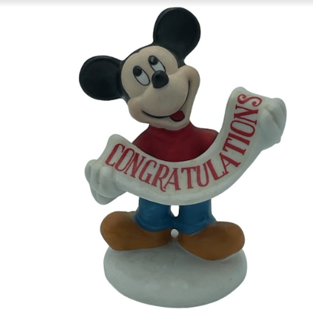 Walt Disney Vintage Mickey Mouse Congratulations Banner Porcelain Collectible